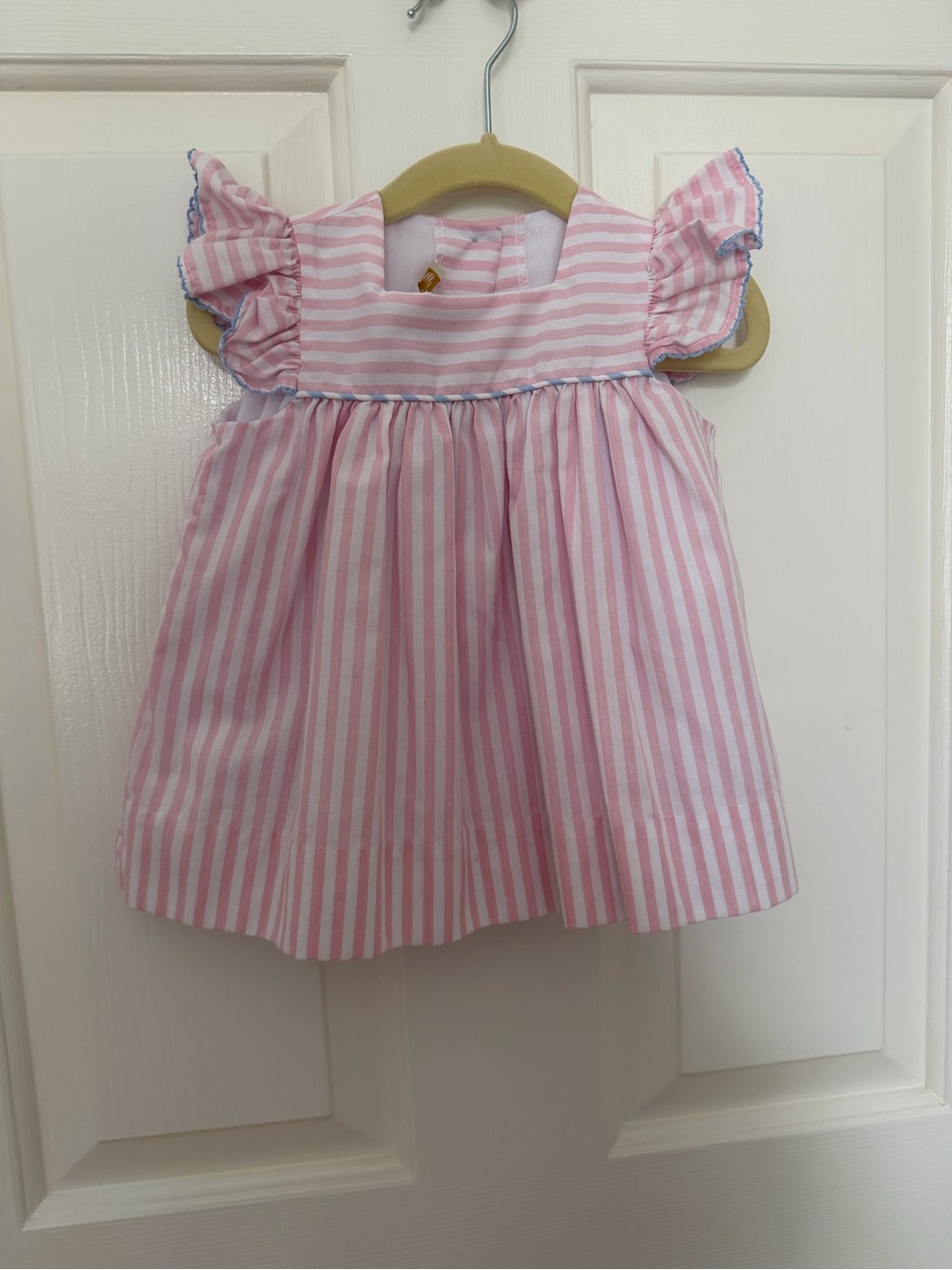 Beaufort Bonnet Company Pink & White Striped Baby Dress with Ruffle Sleeves 0-6M